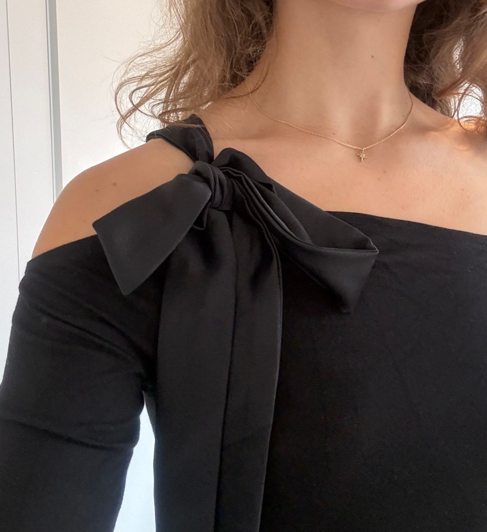 Black Off-Shoulder Bow Mini Dress