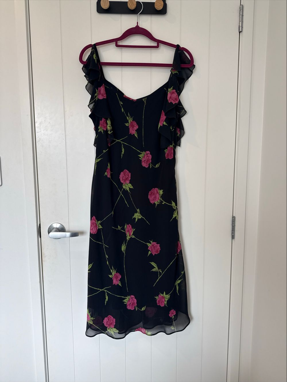 Liz Jordan Black Floral Midi Dress