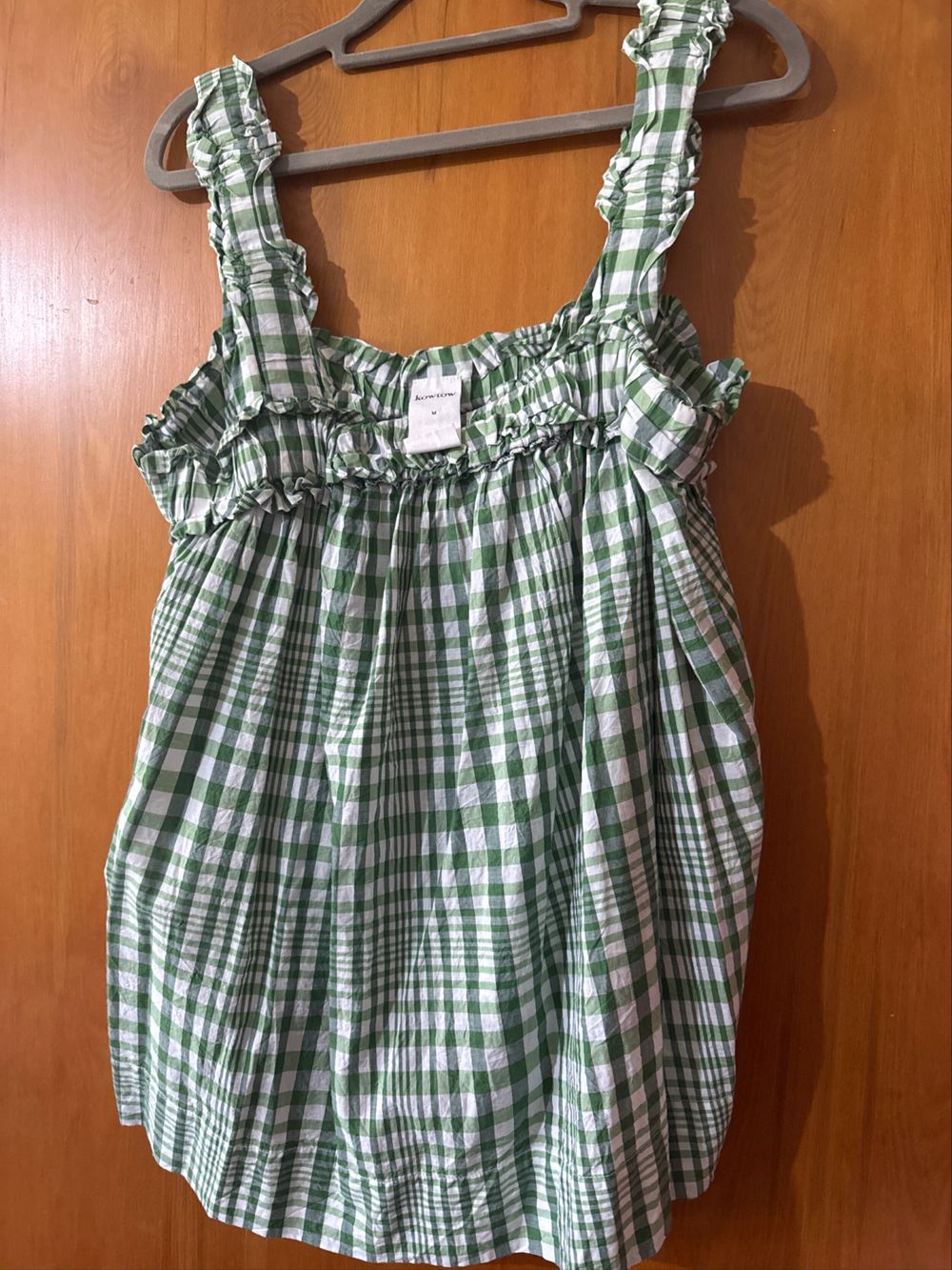Kowtow Green Gingham Singlet