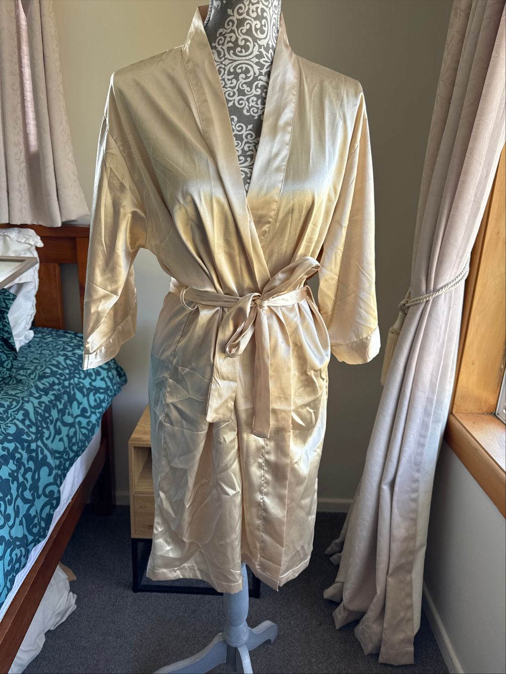 Satin Look Champagne Robe