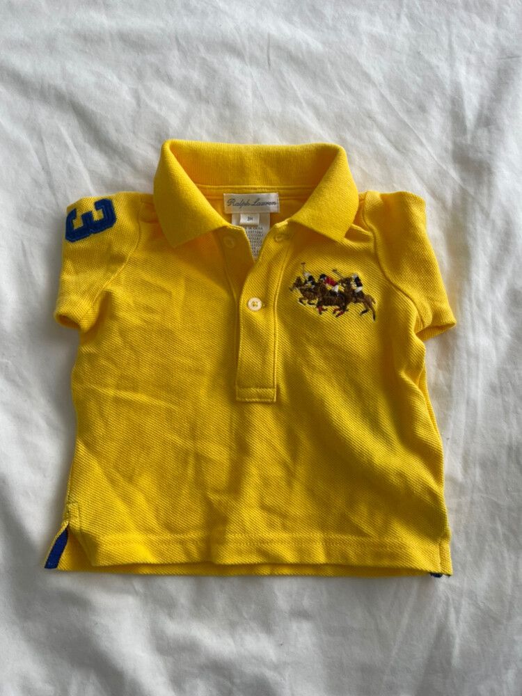 Yellow long sleeve polo - 3 months