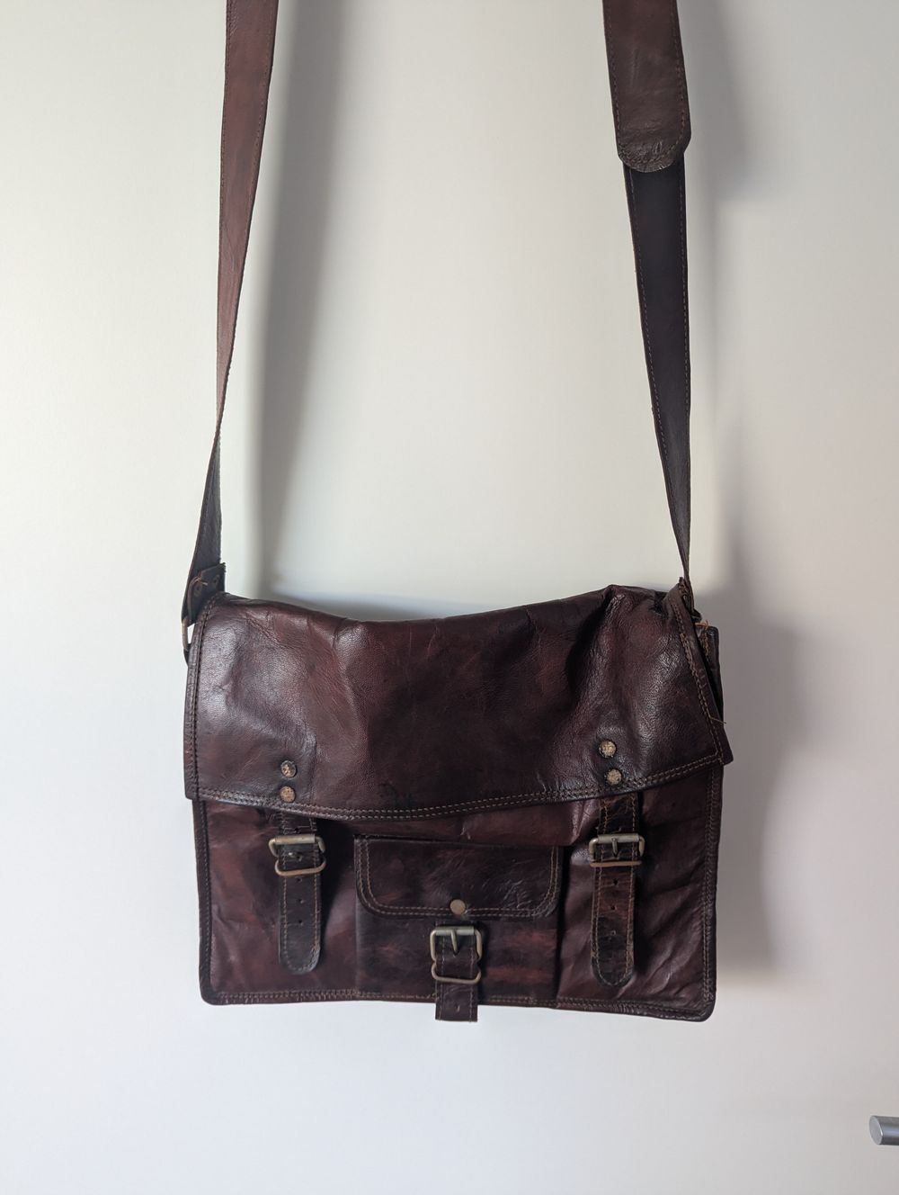 Brixton Market Brown Leather Messenger Bag