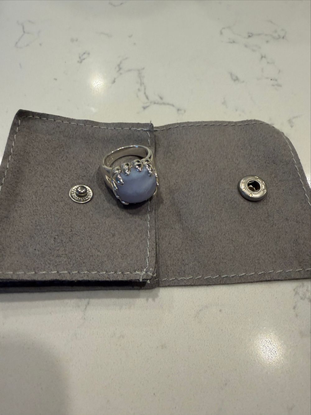 Stolen Silver Claw Ring - Blue Lace Agate