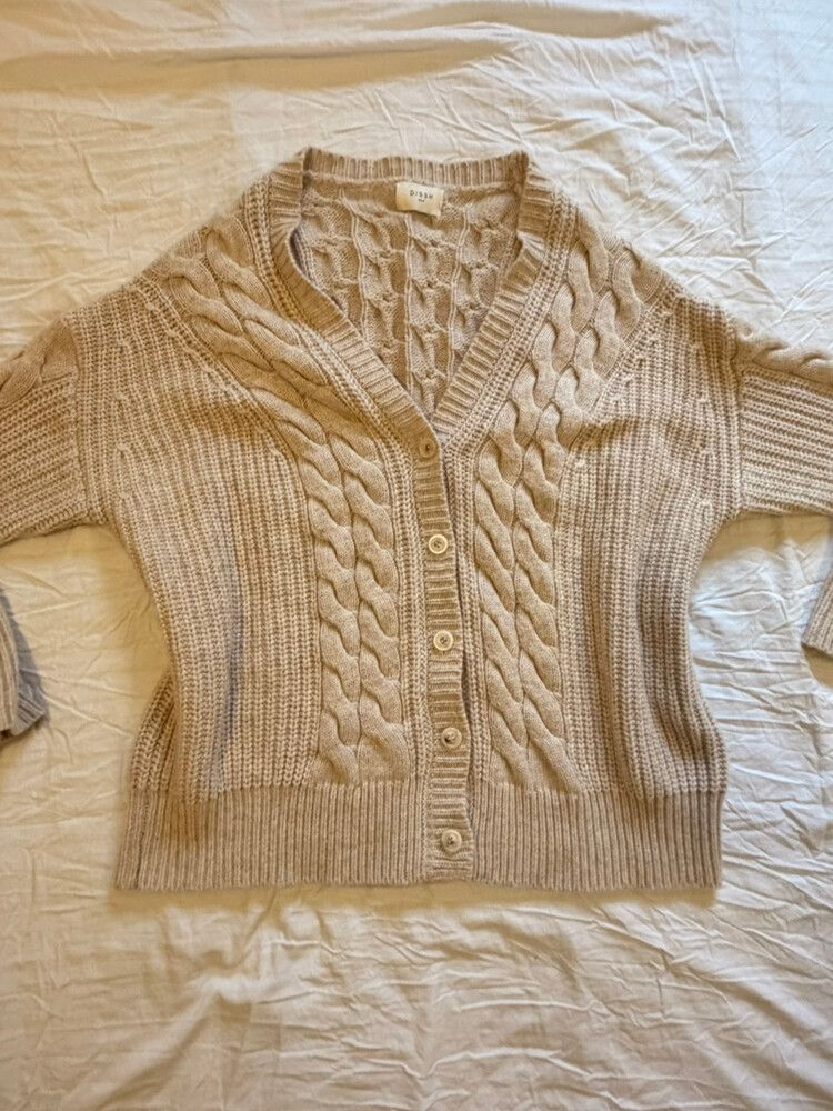 DISSH Beige Oversized Cable Knit Cardigan