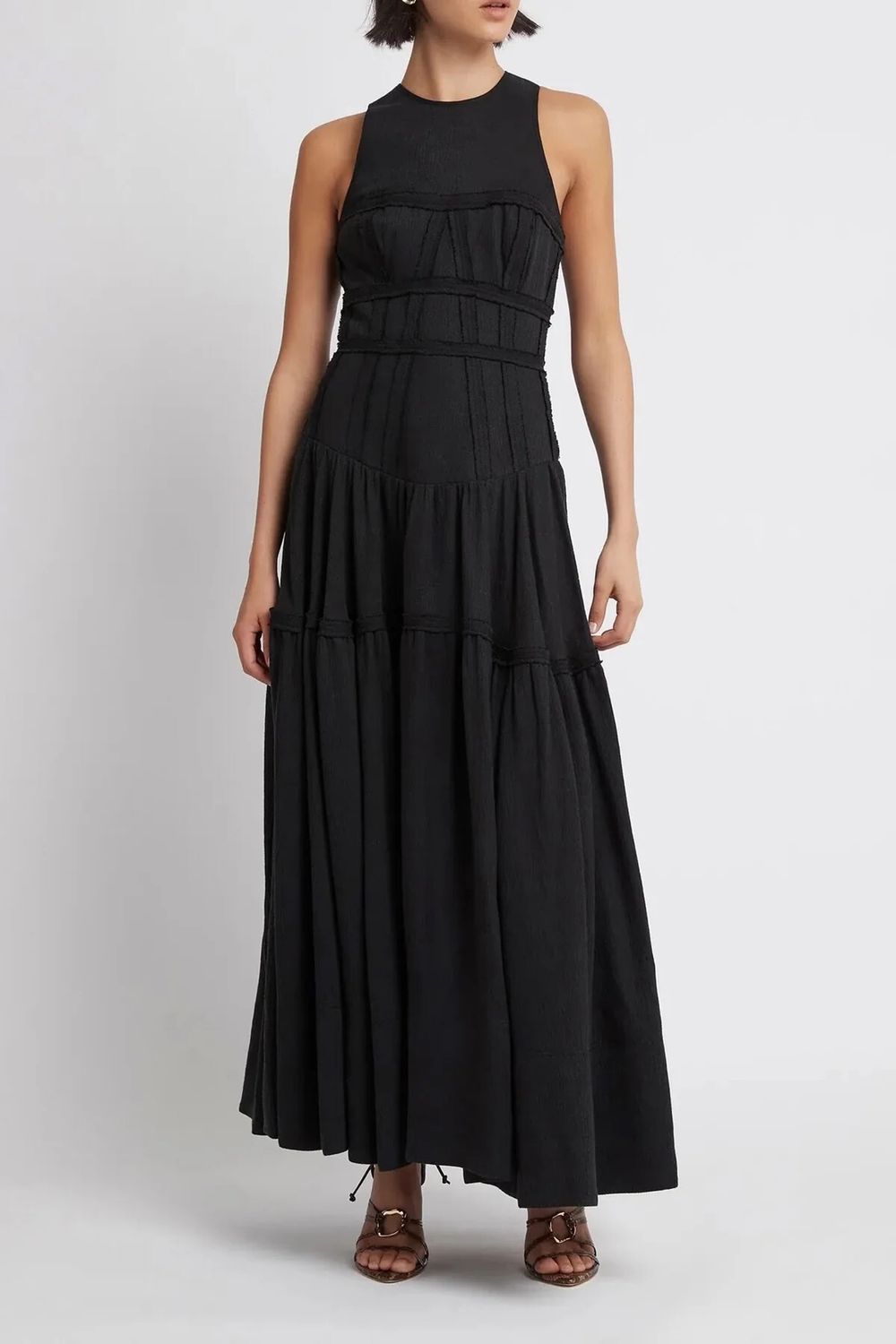 Tidal Corset Midi Dress - Black
