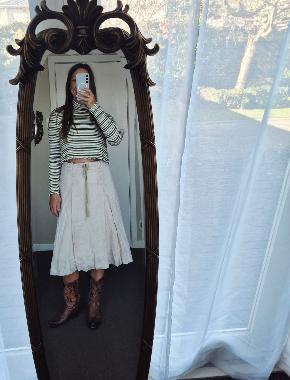 Starfish Beige Linen Skirt Size 10