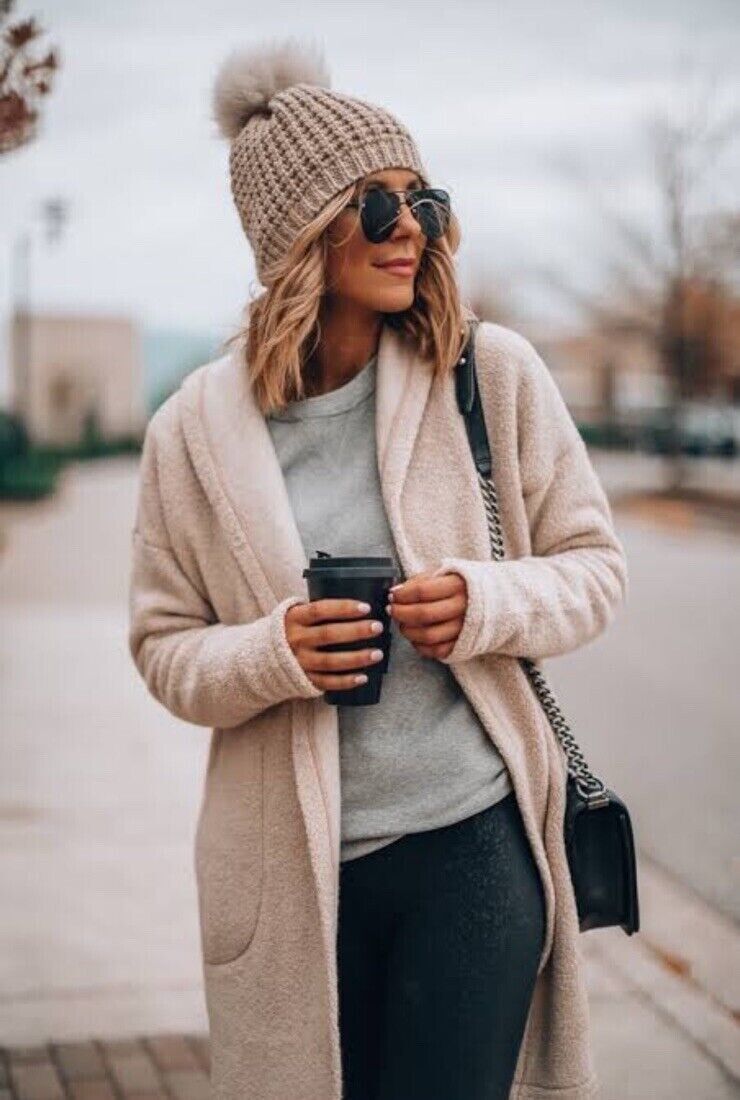 Lululemon Sincerely Sherpa Wrap Heathered Cashew 56% Wool Coat Jacket M Winter