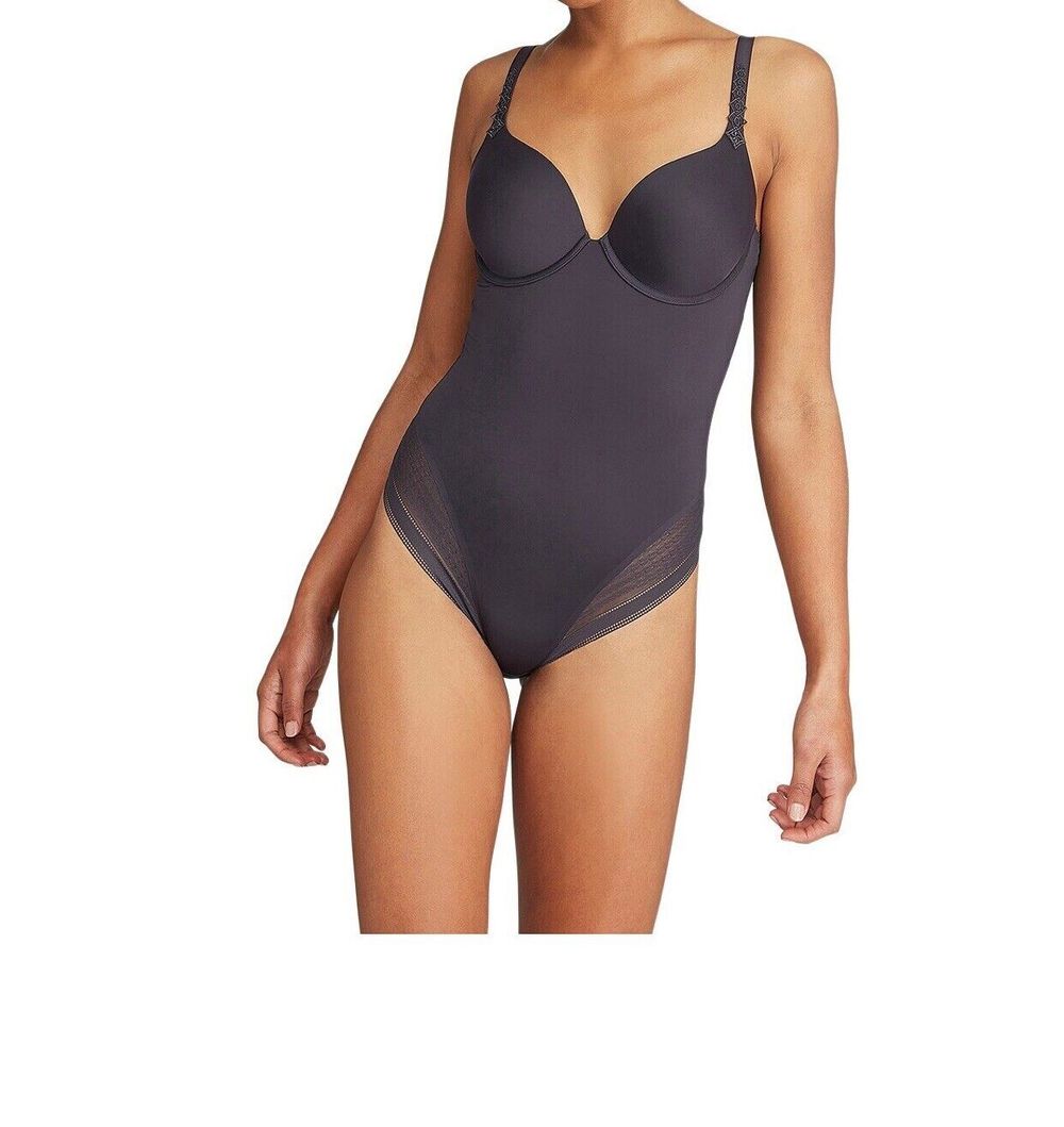SIMONE PERELE MUSE 3D CONTROL BODYSUIT 12B Grey Shape wear Smoothing Lingerie