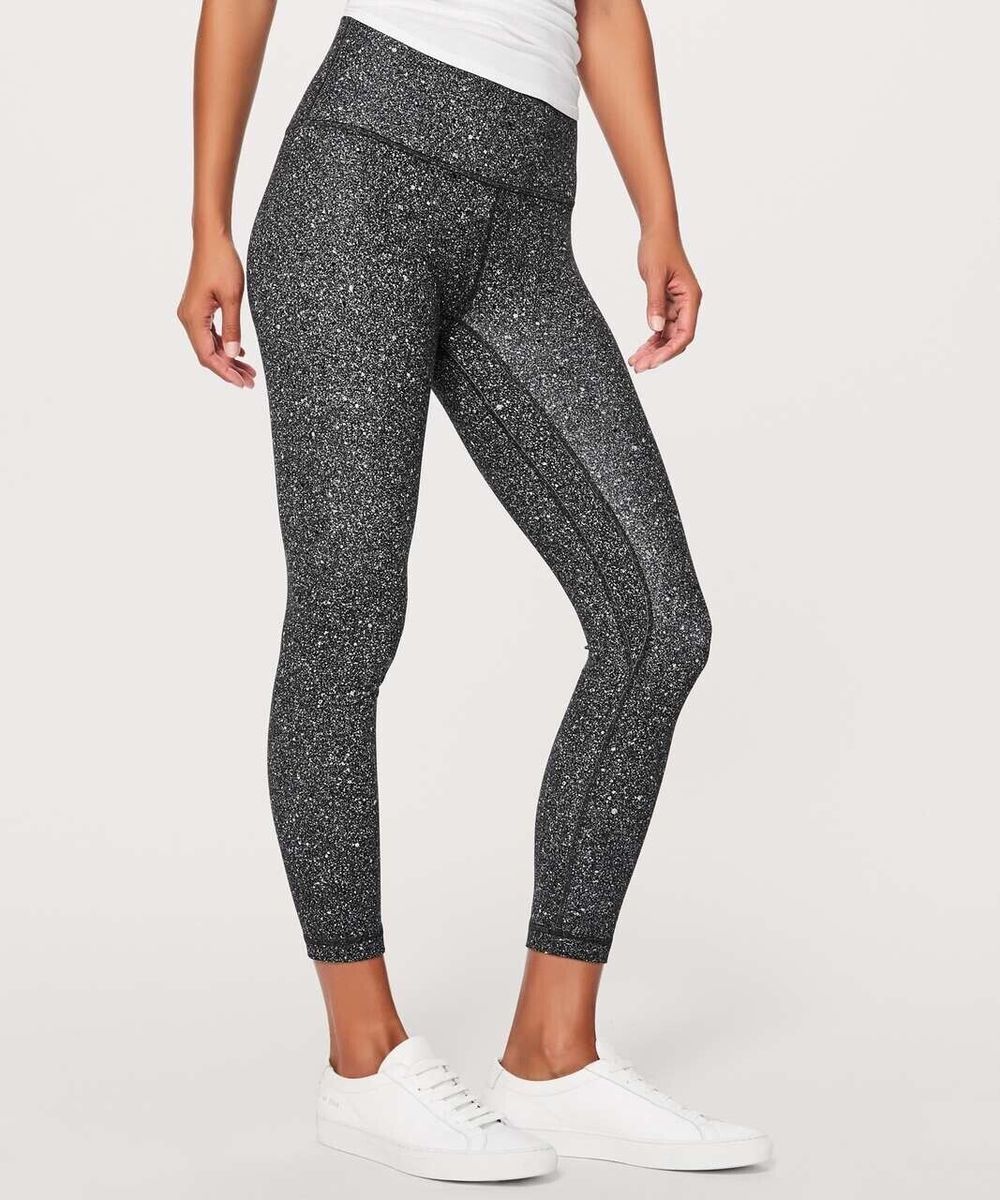 Lululemon Align Leggings 23" Luminesce Splatter Ice Grey Black Ca 8 Au 12