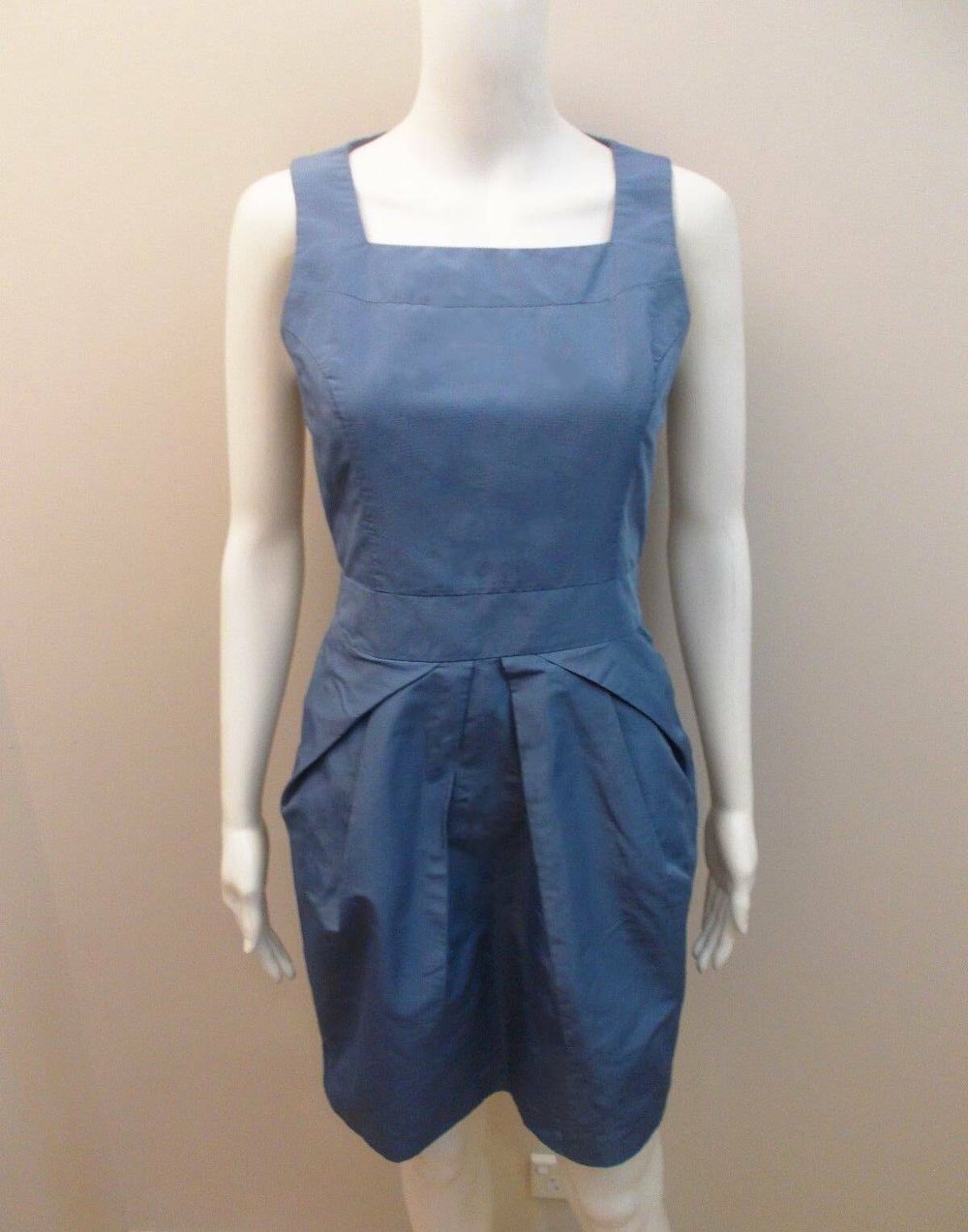 CUE dress au 8 S Business Office Wear Blue Summer Corporate Fit Flare $289