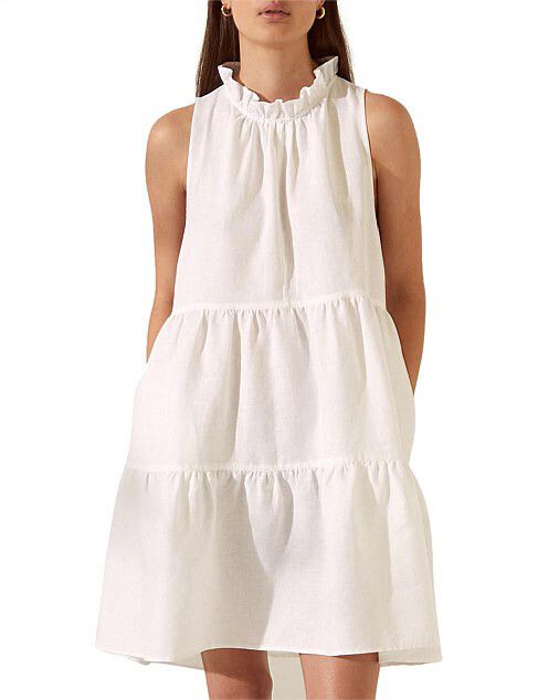 S/B SABA Lila Tiered 100% Linen Shift Dress XS Oversized Fits Au 6 8 10 $359