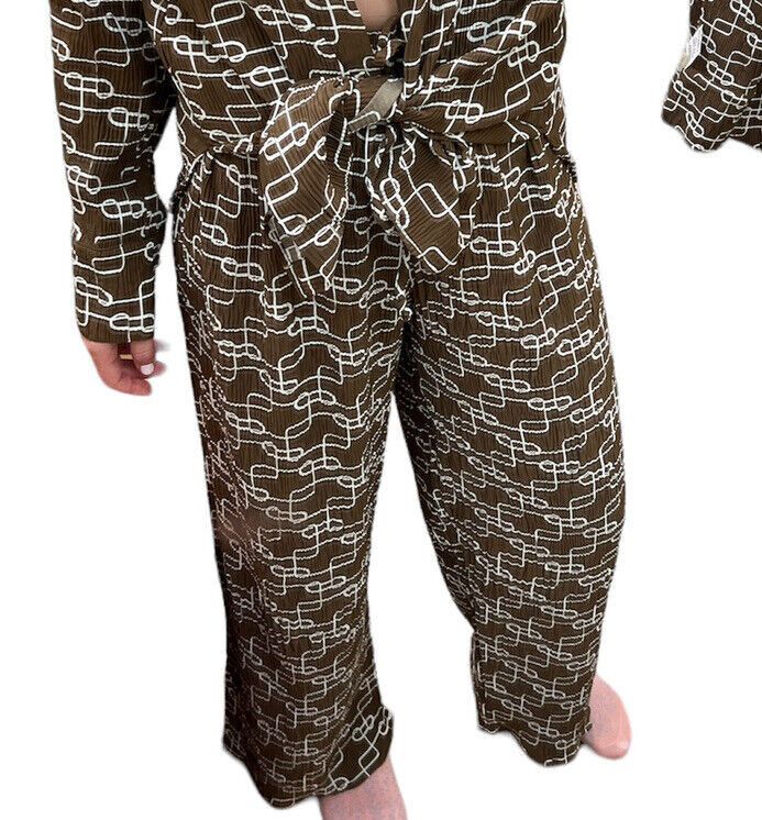 White Closet Au 12 M - L Relaxed Fit Wide Leg Pants Trousers Mocha Brown Millie