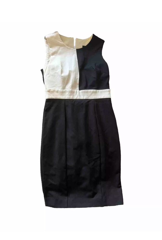 Cue pencil Straight dress black And white Au 10 M sleeveless Corporate Business