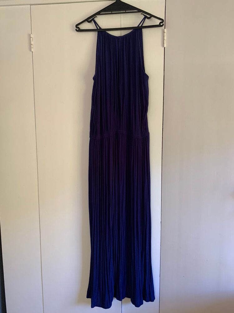 Deep Blue Pleated Dress