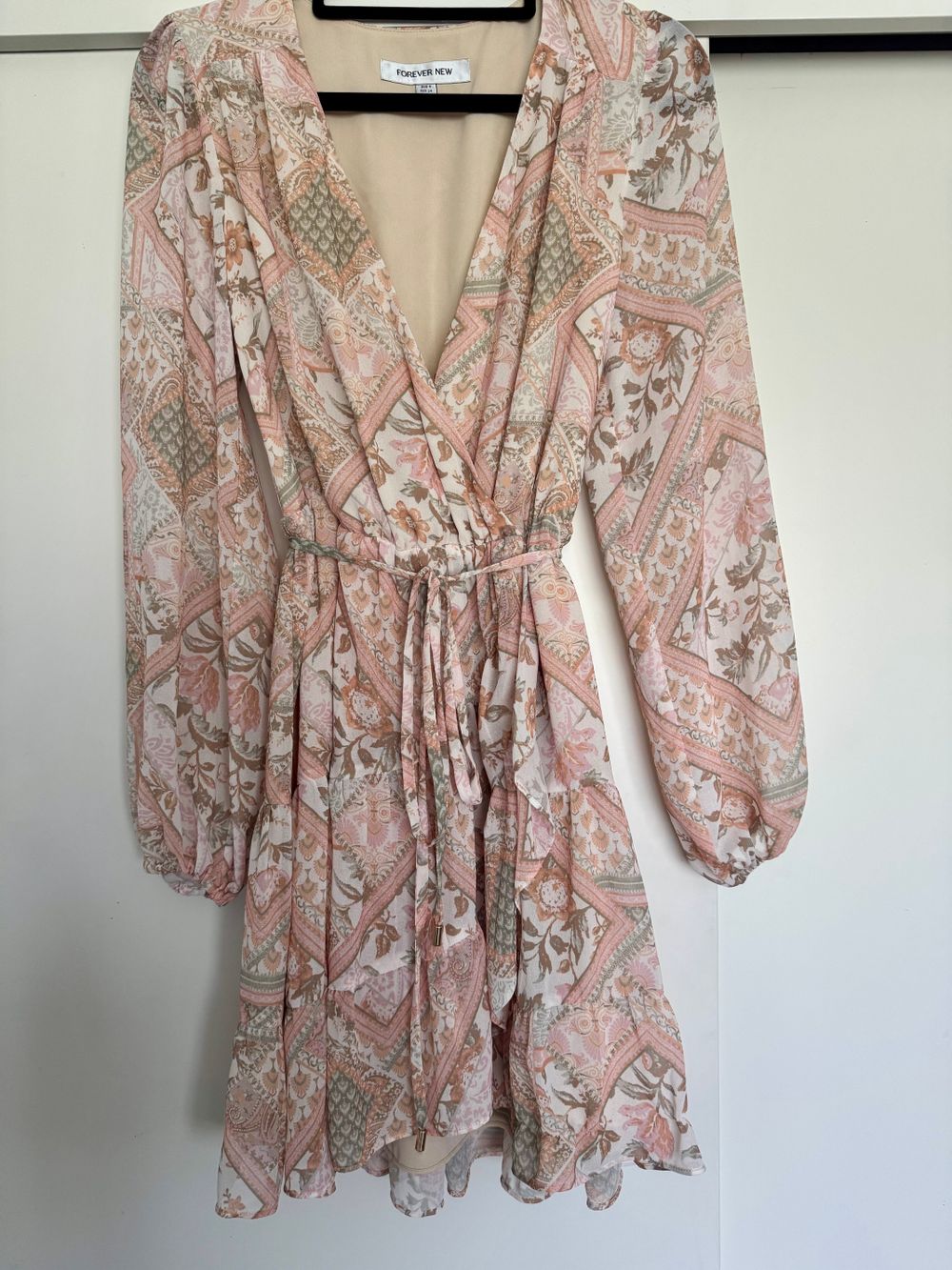 Forever New Pink Patterned Wrap Dress