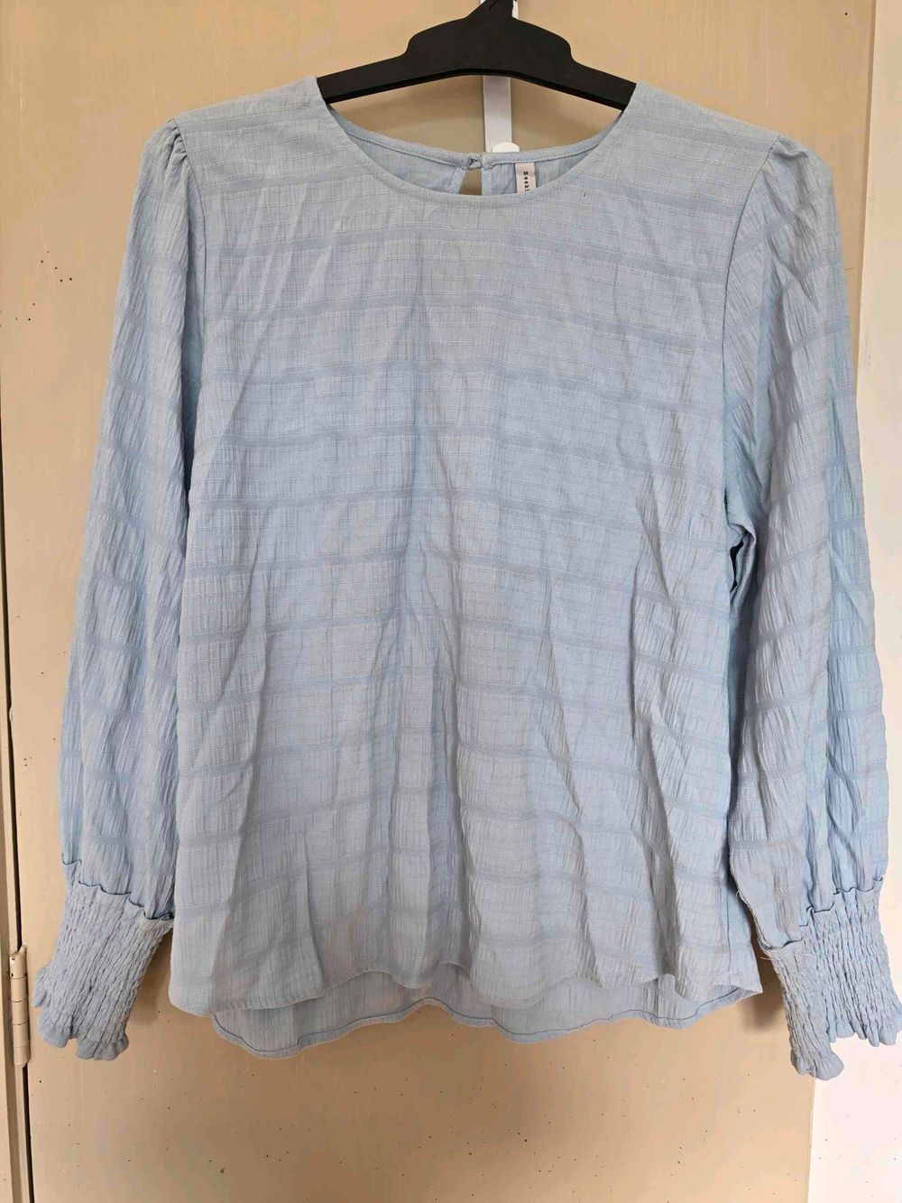 Seeking Lola Blue Textured Blouse