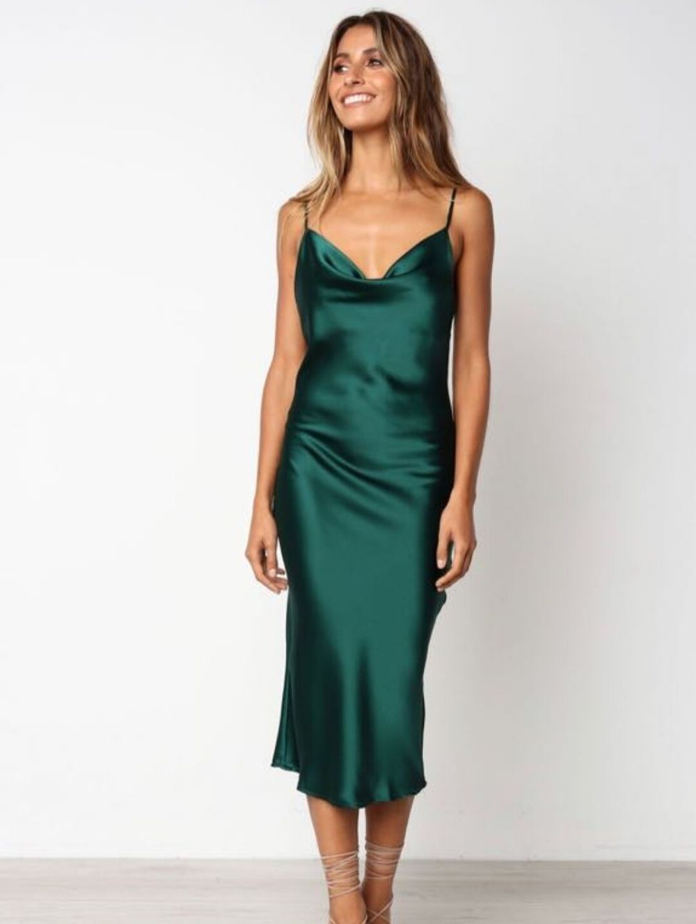 Hello Molly - Satin Green Dress on Designer Wardrobe