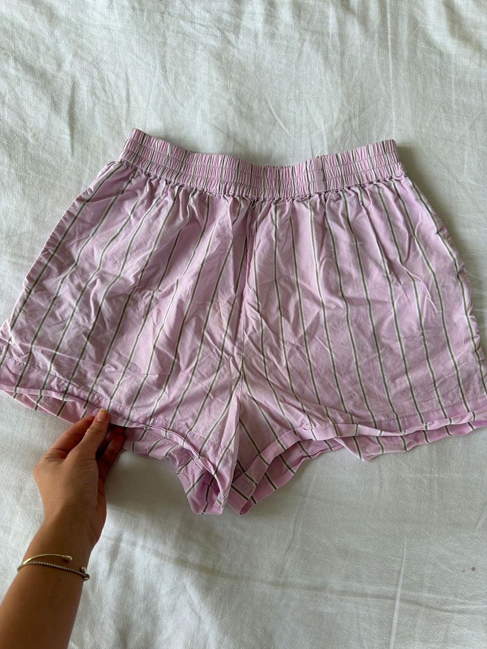 Forever New Pink Green Striped Shorts