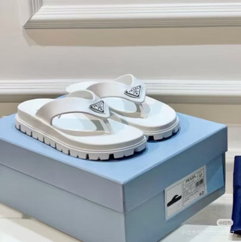 Prada White Thong Sandals