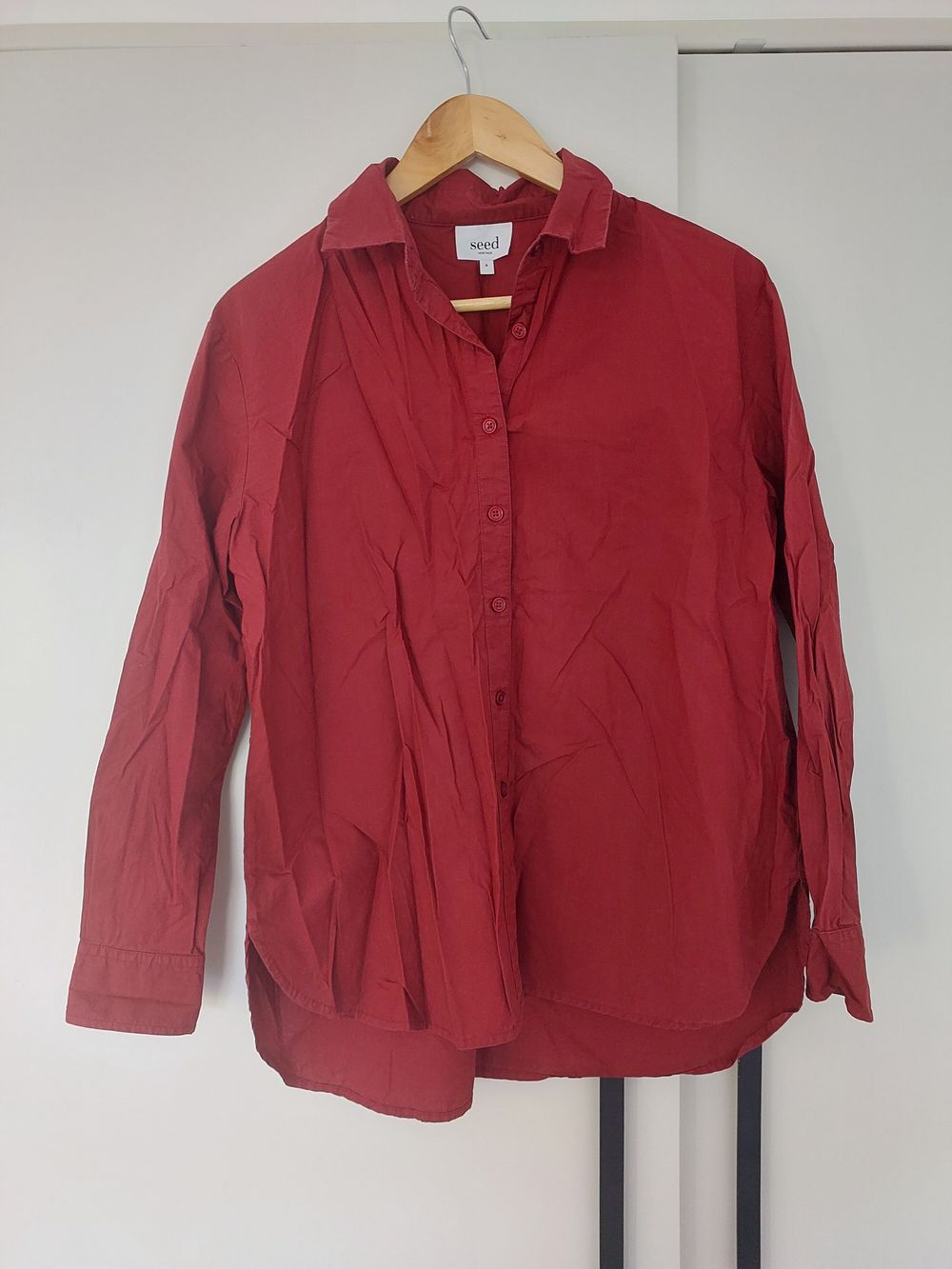 Red wine poplin shirt