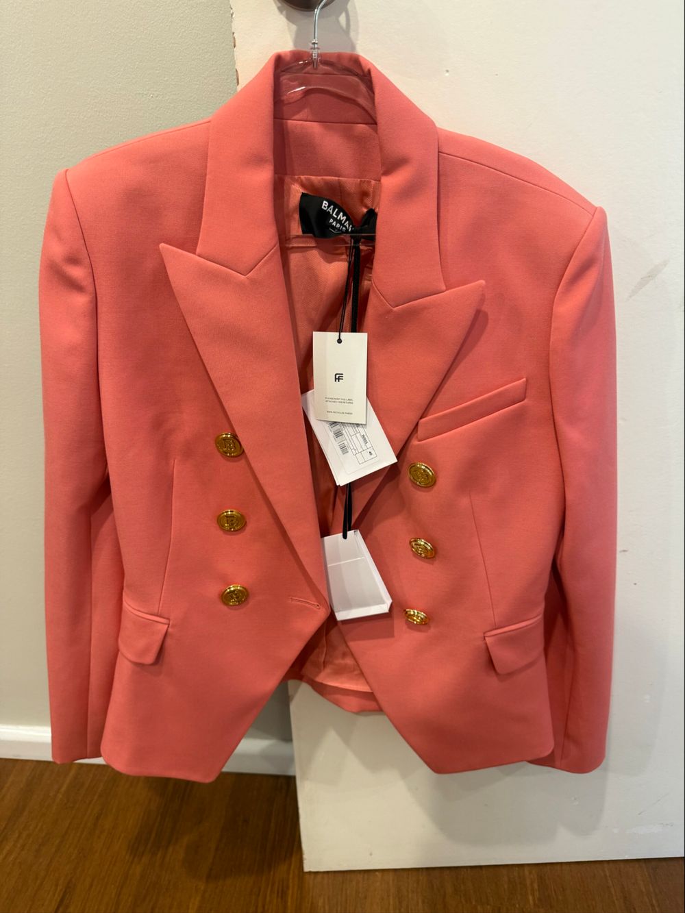 Balmain Double Breasted Coral Pink Blazer