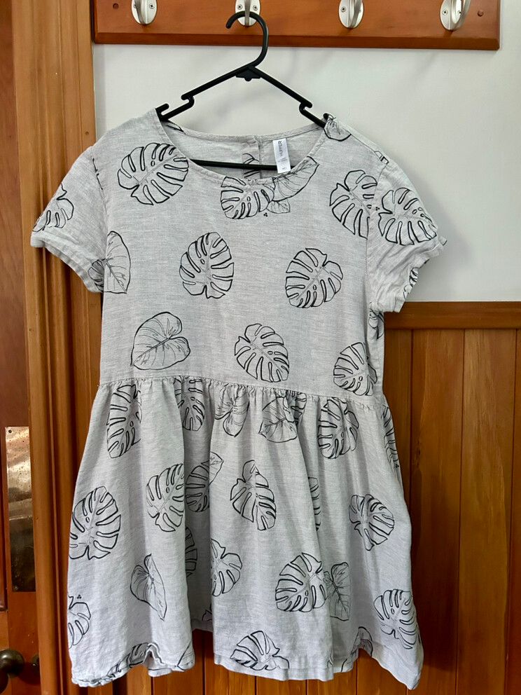 Huffer Grey Leaf-Patterned Dress