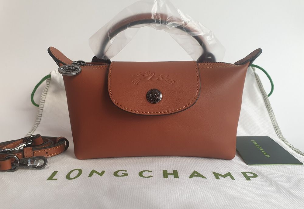Longchamp Le Pliage Brown Cognac XS Pouch Bag Cowhide Leather