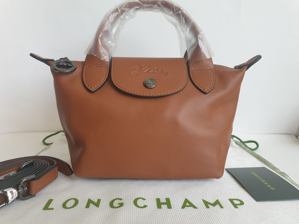 Longchamp Le Pliage Xtra XS Handbag Brown Cognac - Cowhide leather
