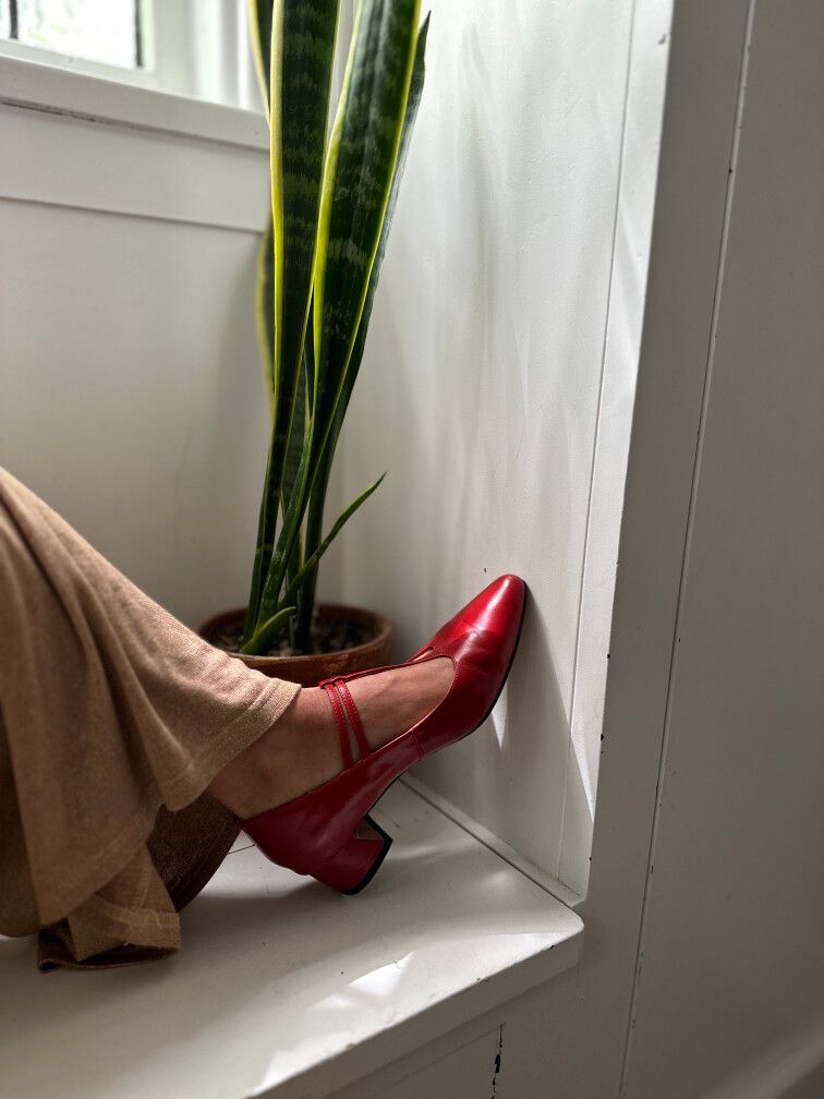 Red Leather Mary Jane Heels – EU 40