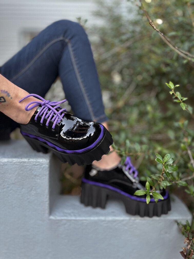 Statement Platform Shoes – Black & Purple – EU37