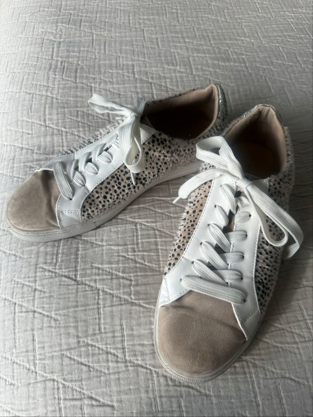 Stella + Gemma White Leopard Print Sneakers