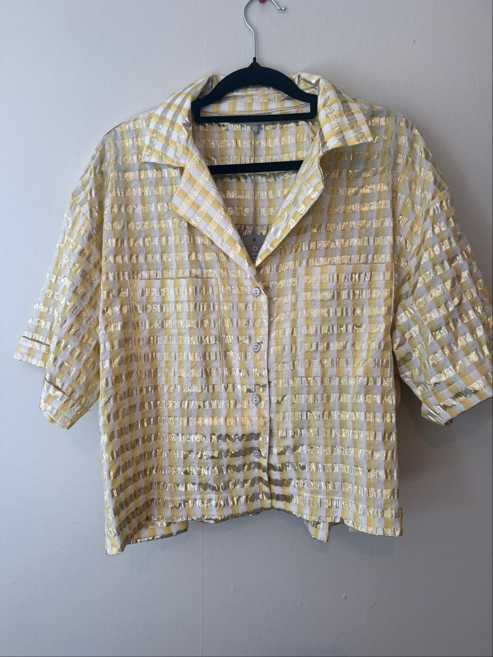Gold Yellow White Checkered Shirt