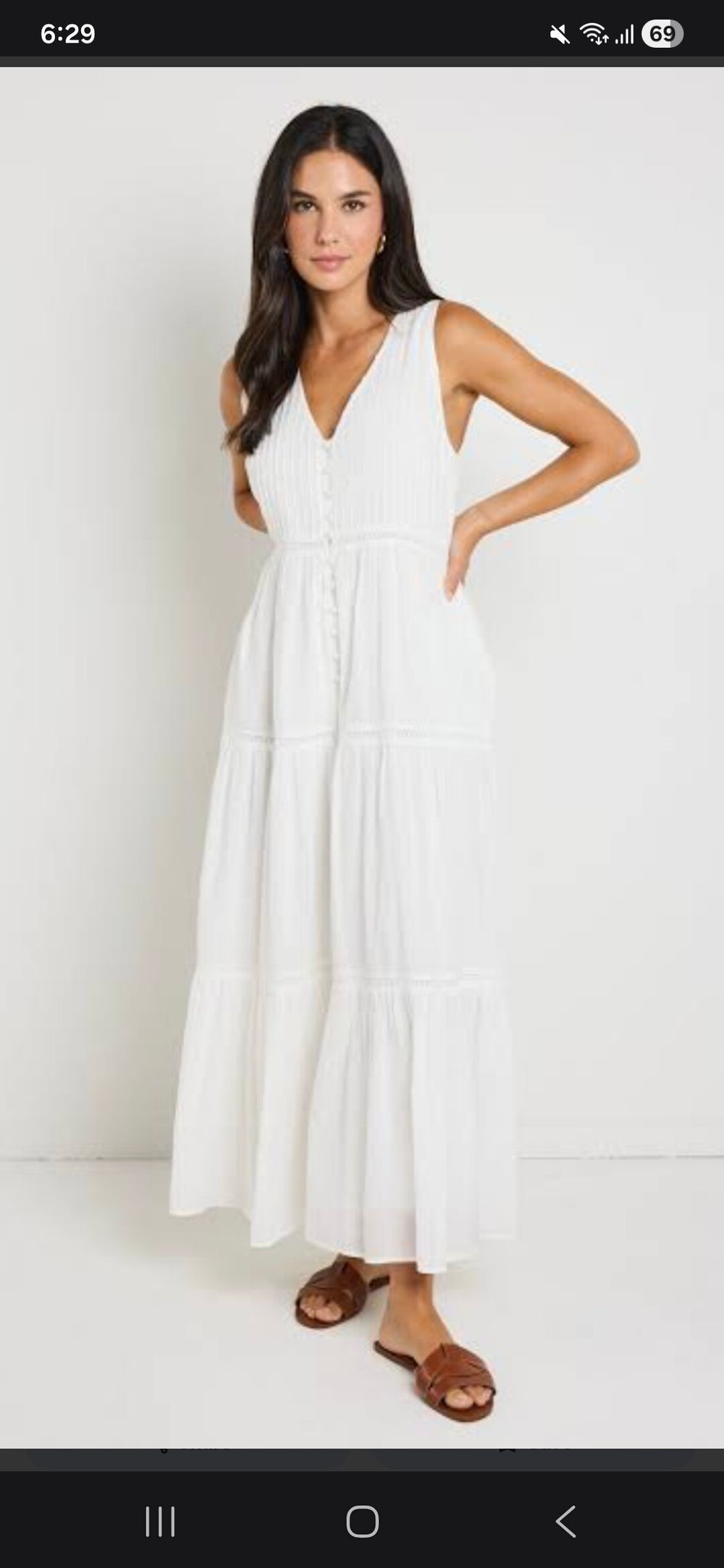 Villa White Sleeveless Tiered Maxi Dress