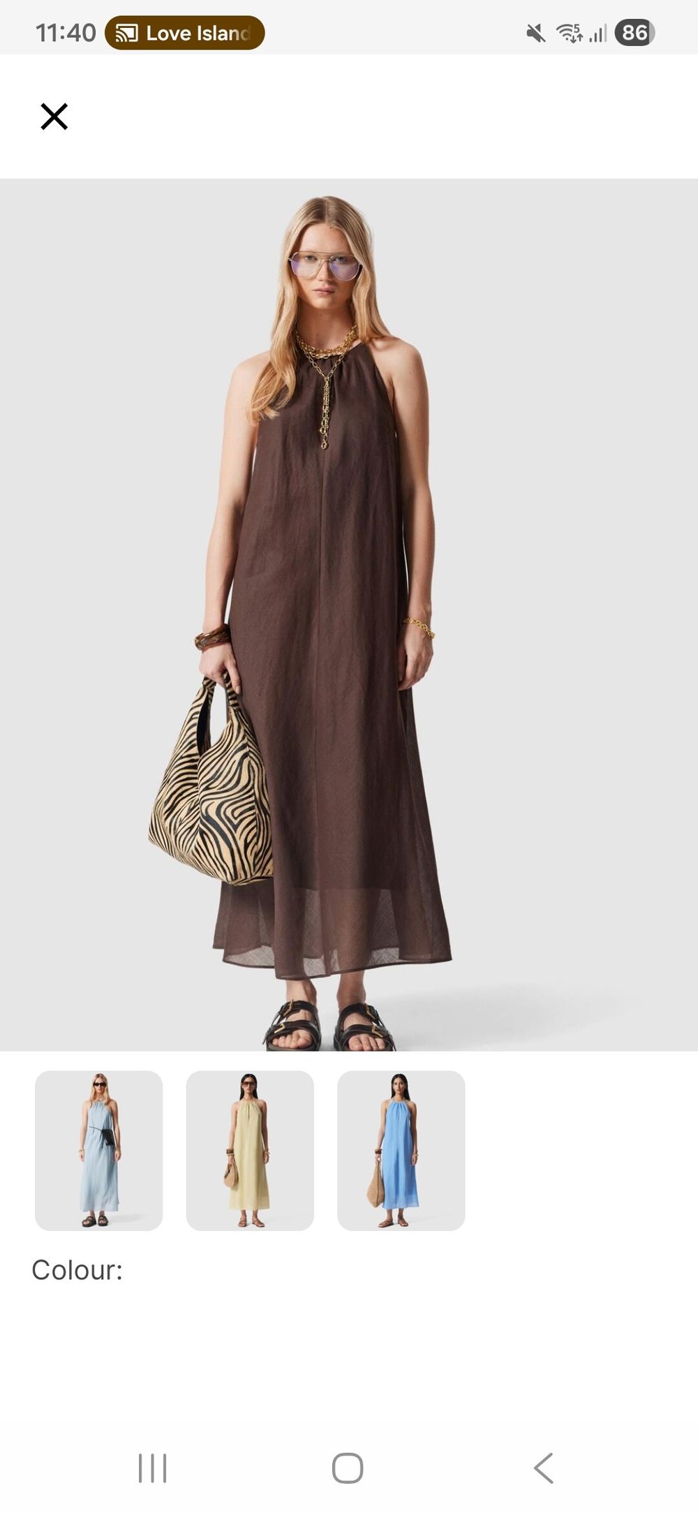 Brown Sleeveless Midi Dress