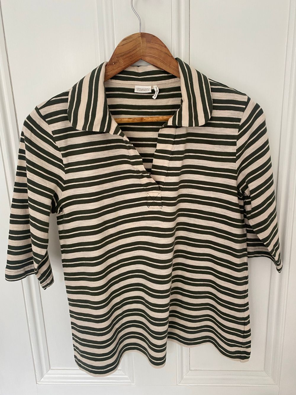Toast Green and Beige Striped Top
