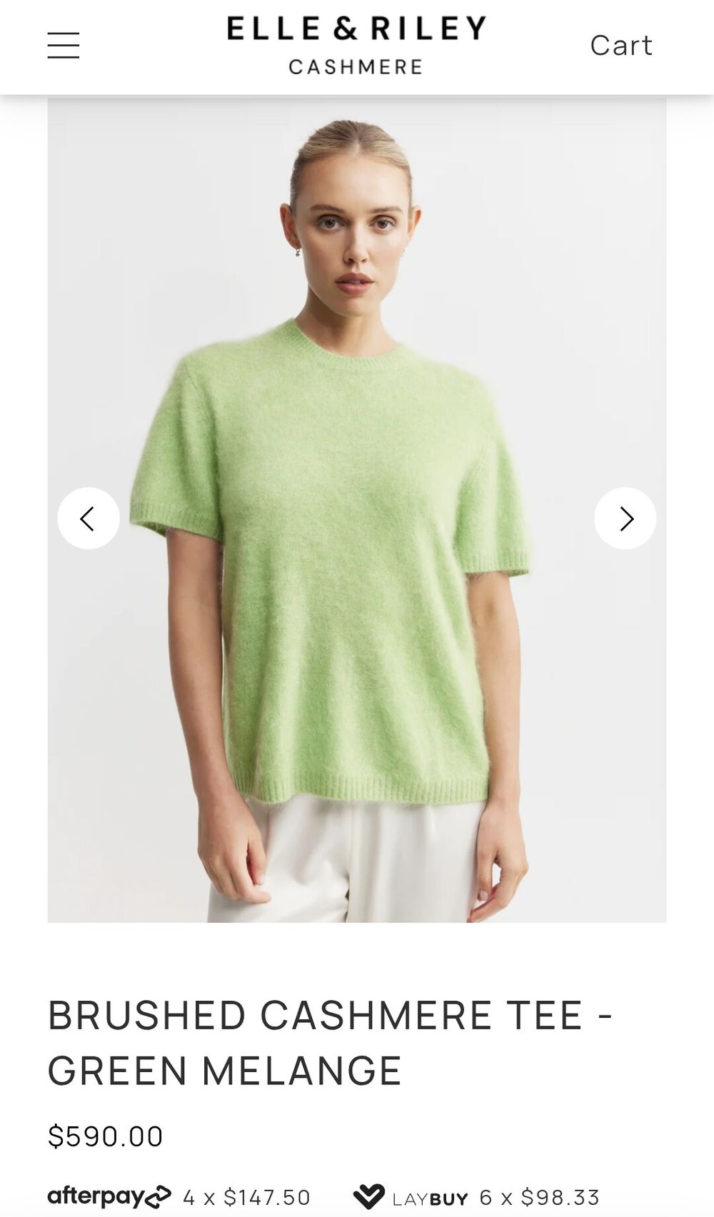 Brushed Cashmere Tee - Green Melange