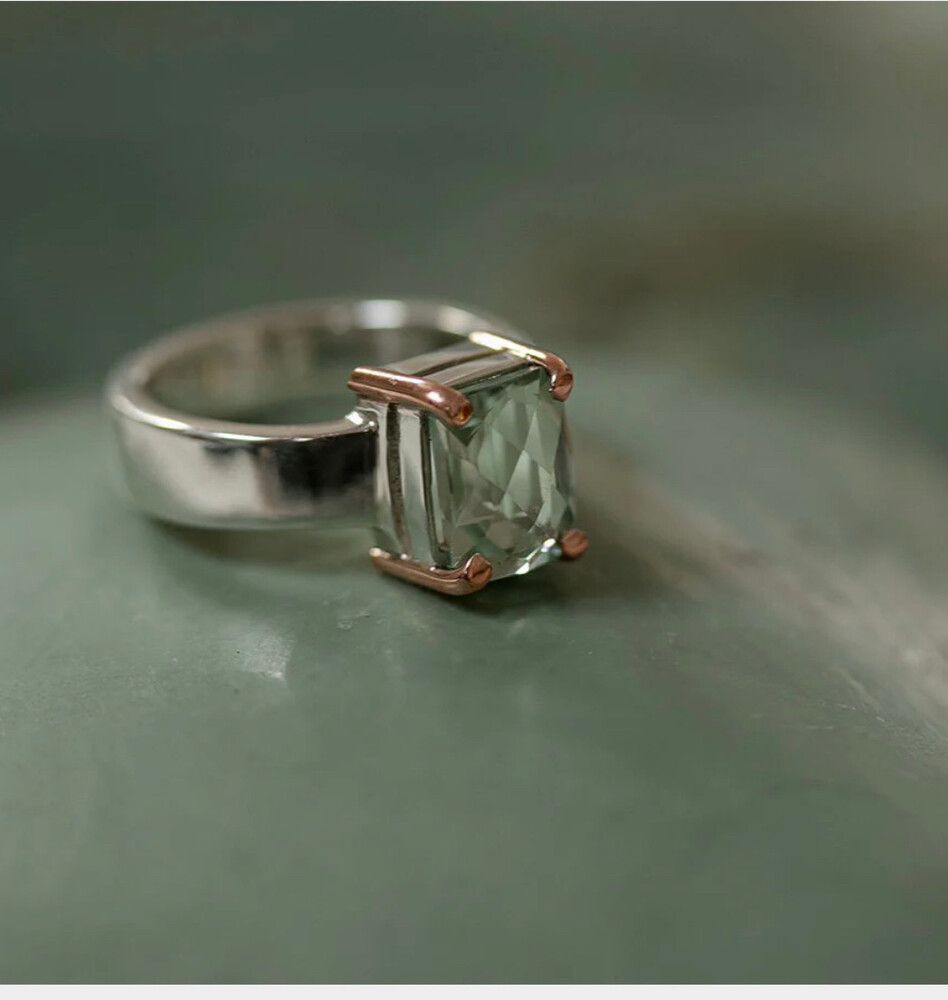 Prasiolite ( Green Amethyst) Rectangle Ring