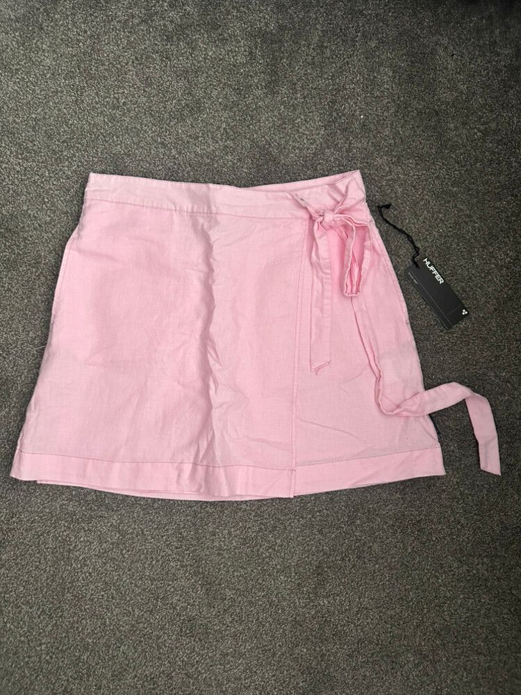 Huffer Lin-in Pink Wrap Mini Skirt