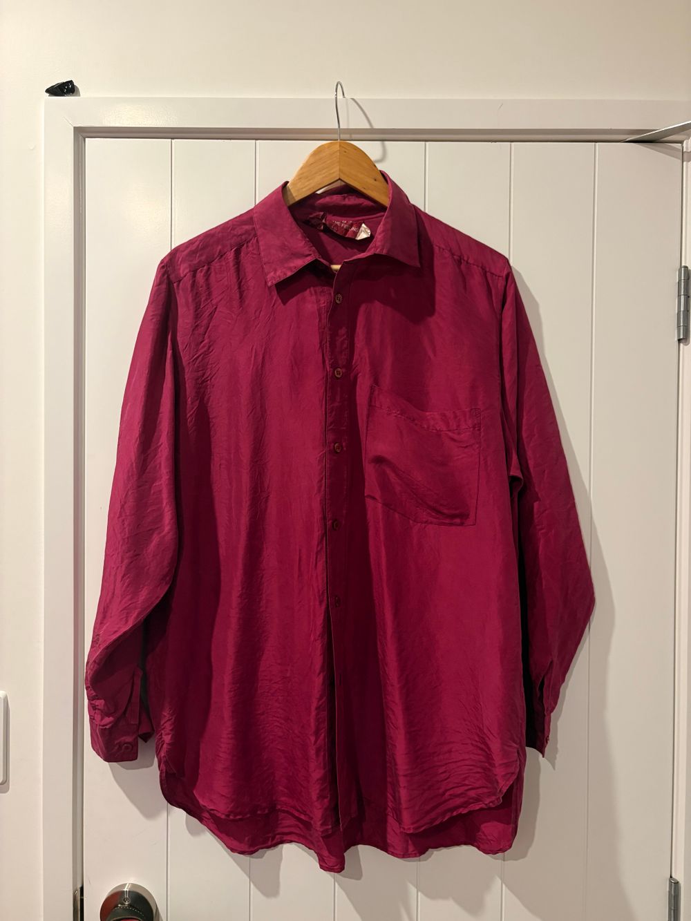 Vintage 100% Silk Fuchsia Shirt