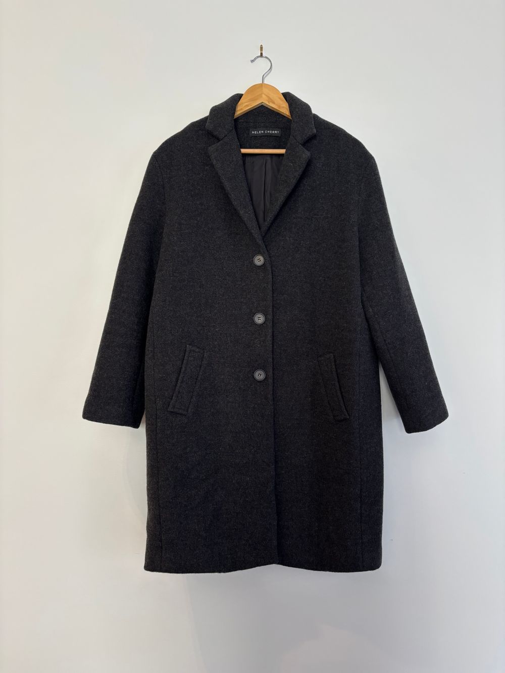 Helen Cherry Charcoal Wool Coat