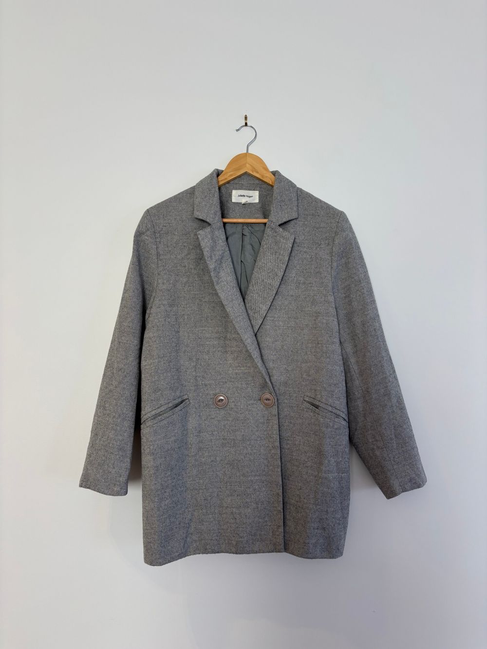 Juliette Hogan Grey Double-Breasted Blazer