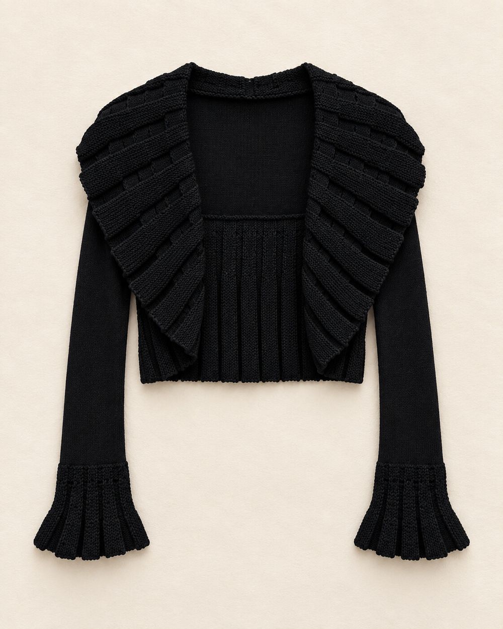 Vintage Maillili Paris Black Knitted Wide-Cuff Cardigan