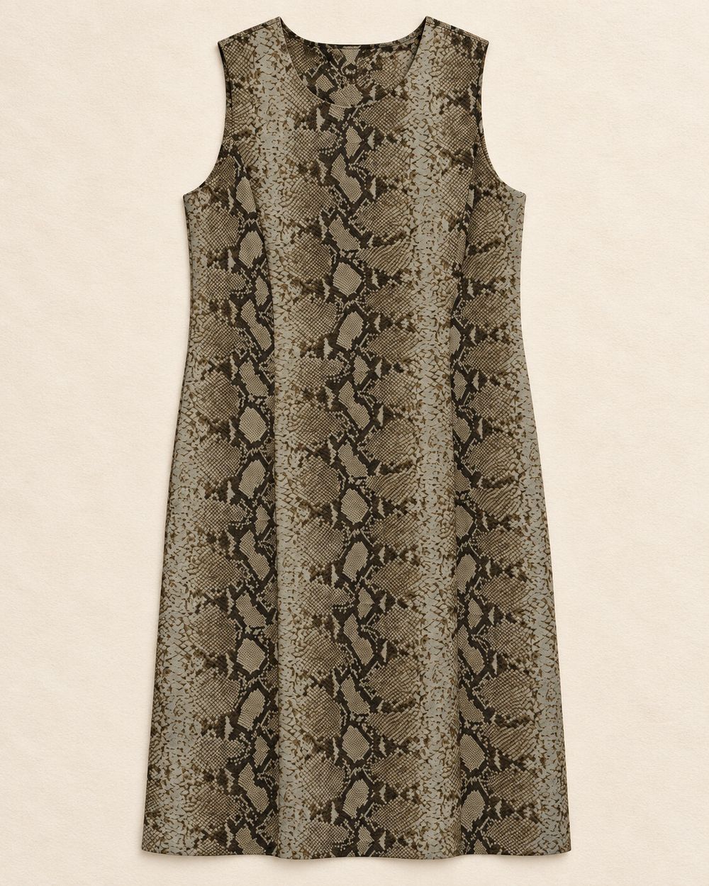 Vintage Danny & Nicole Grey-Brown Snakeskin-Print Sleeveless Midi Dress