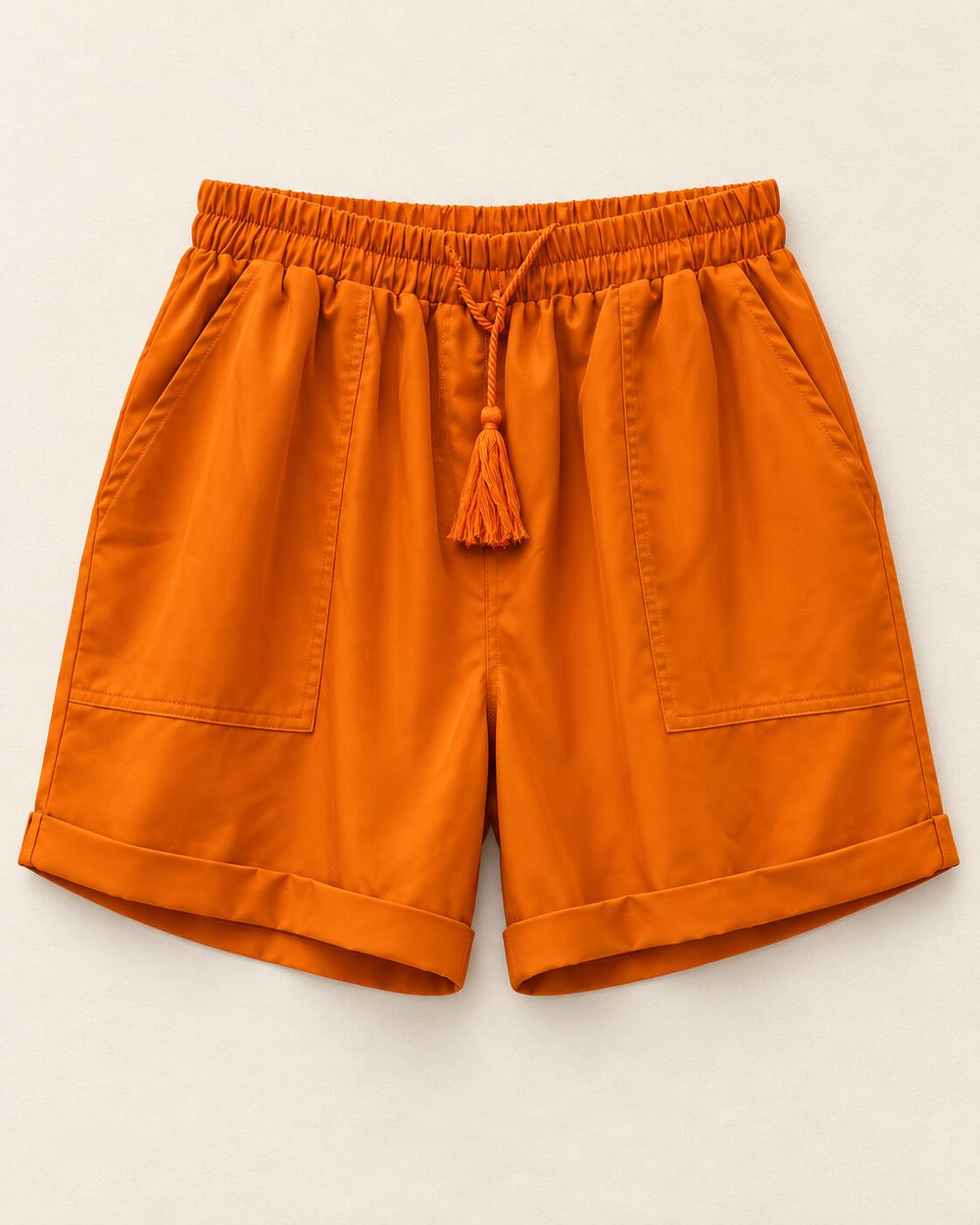 Pretty Basic by Augustine Orange Satin-Look Drawstring Shorts