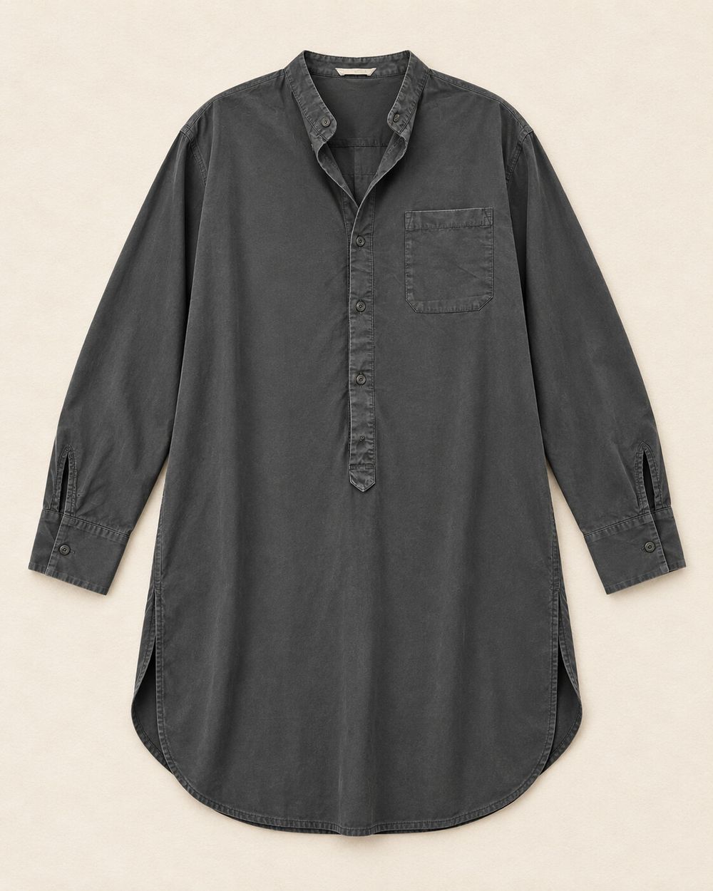Tomas Maier Charcoal-Grey Long-Sleeve Button-Up Shirt Dress