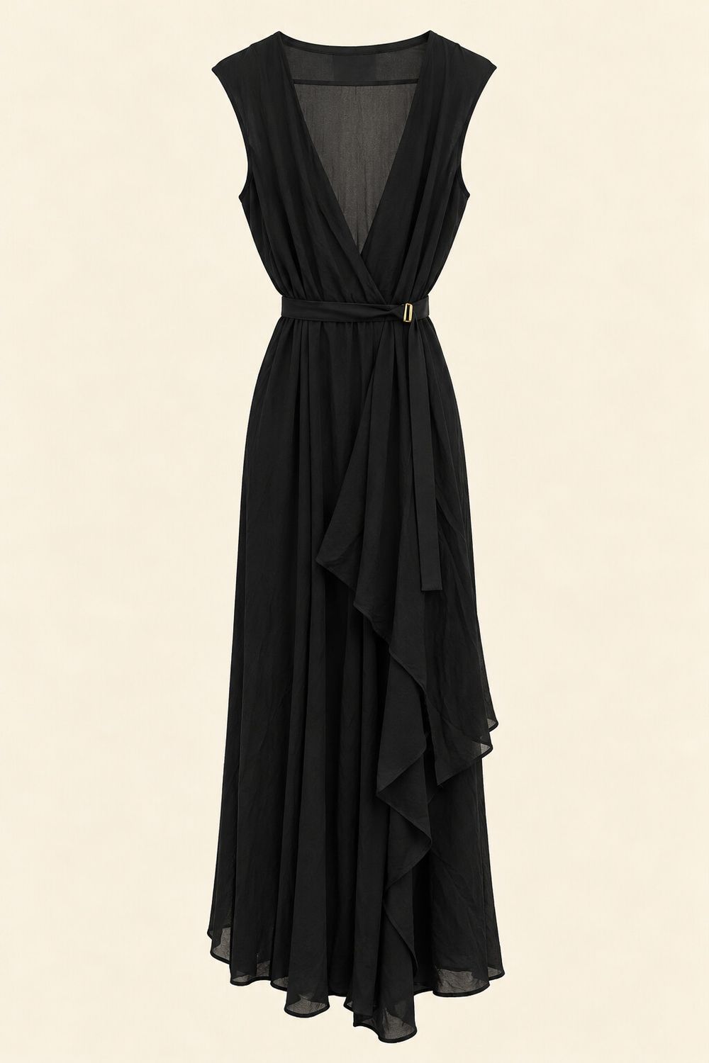 Karen Walker Silk Black Draped Asymmetrical Wrap Dress