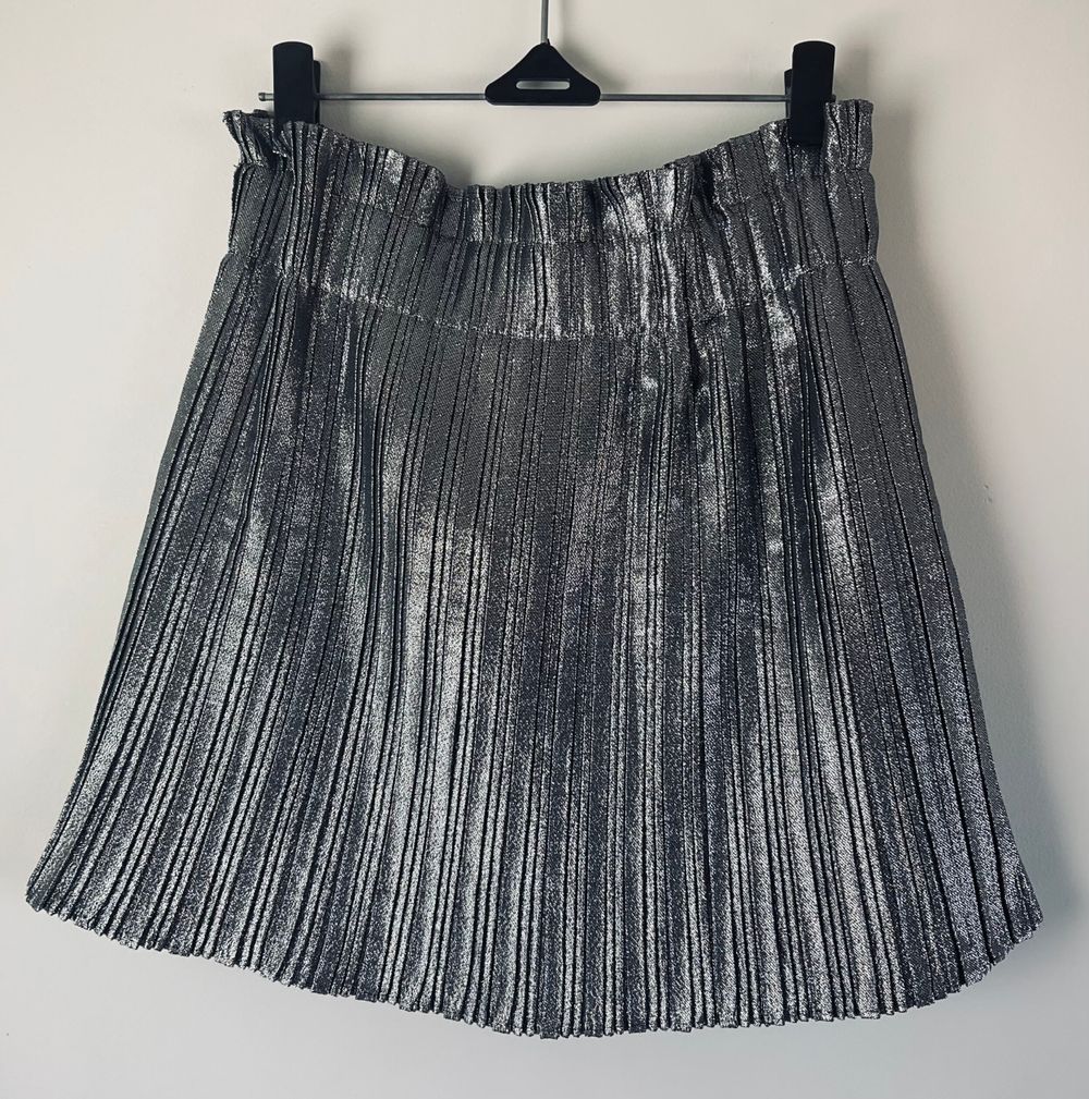 Zara Silver Metallic Pleated Skort
