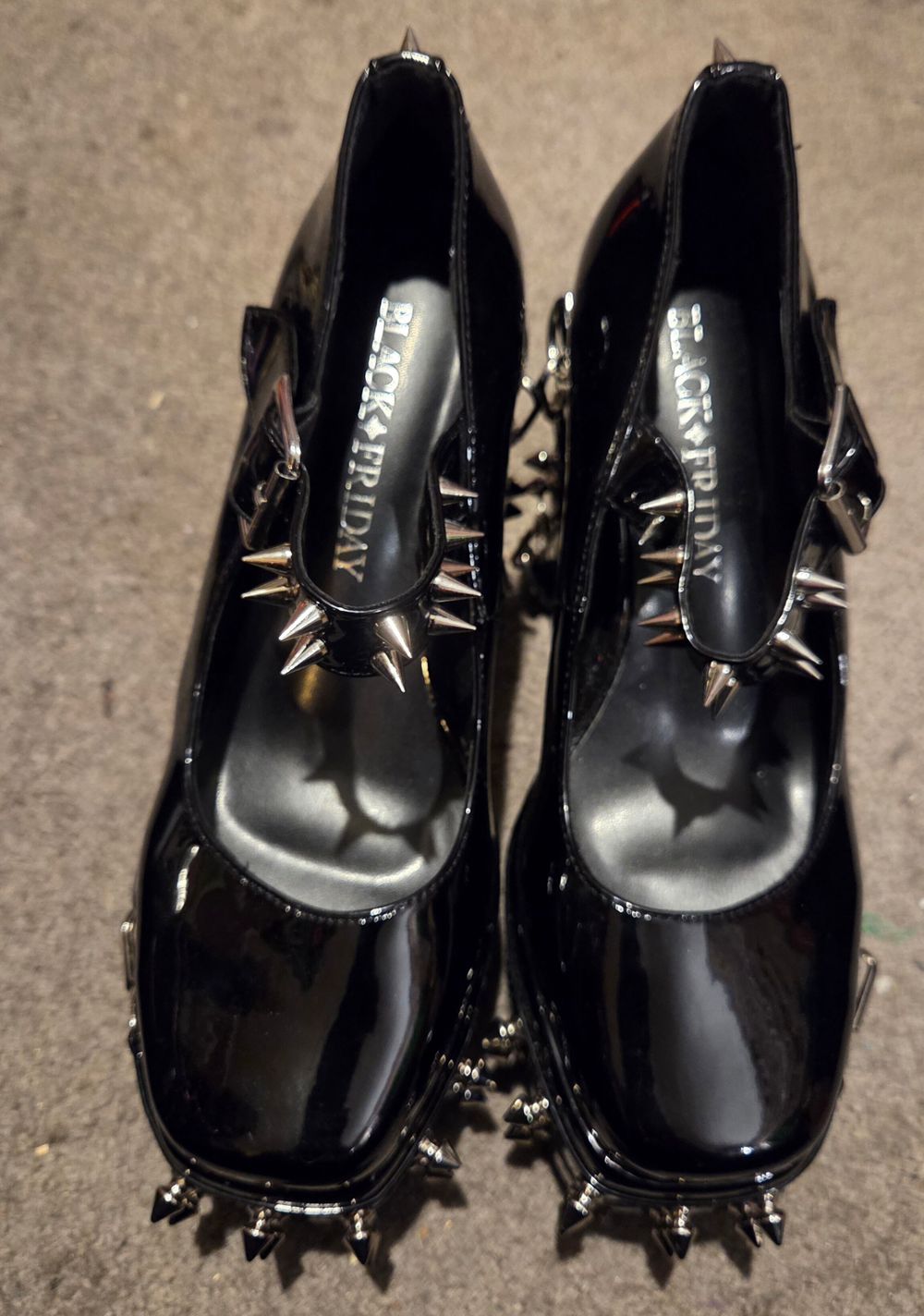 Black Friday Black Spiked Platform Heels