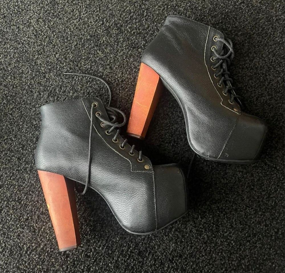 Black Leather Platform Ankle Boots Lita Jeffrey Campbell