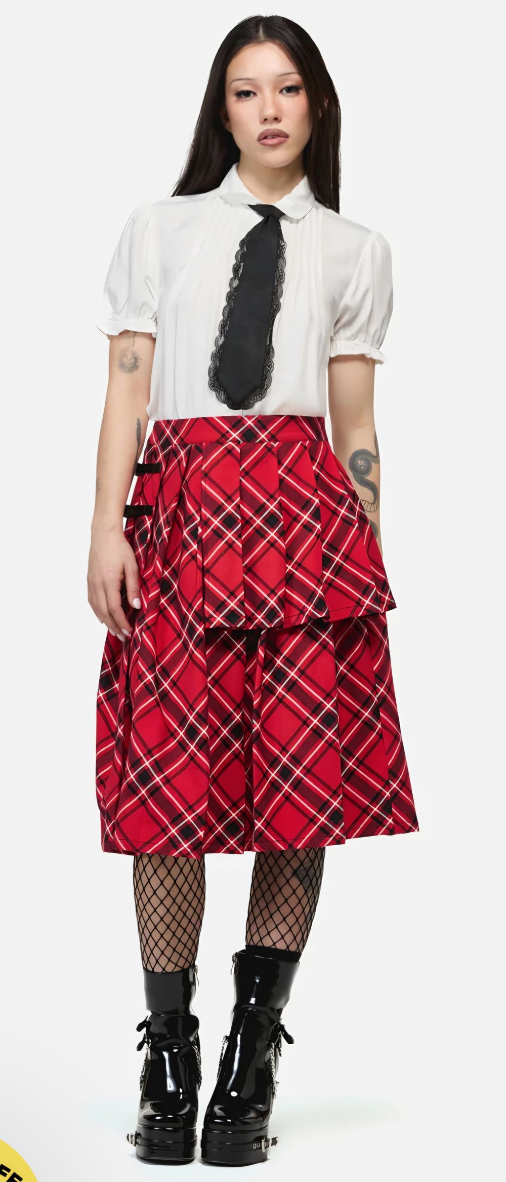 Red Plaid Tiered Skirt